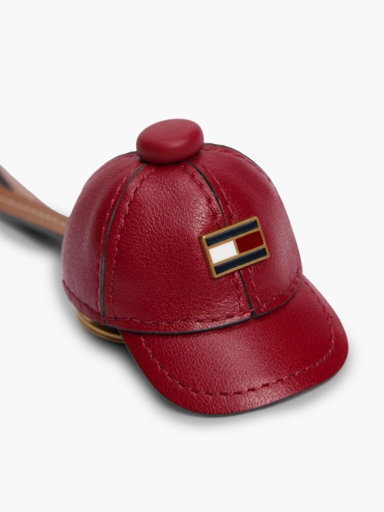 Red Leather Baseball Cap Charm  Women