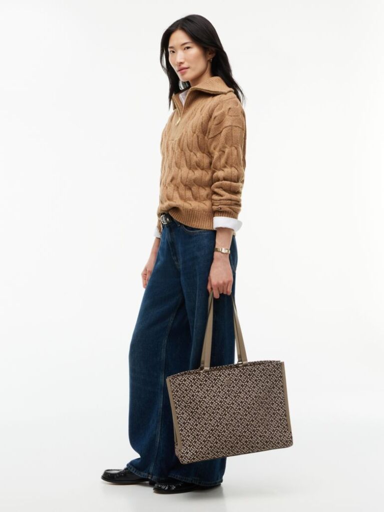 Beige TH Monogram Jacquard Tote Bag  Women