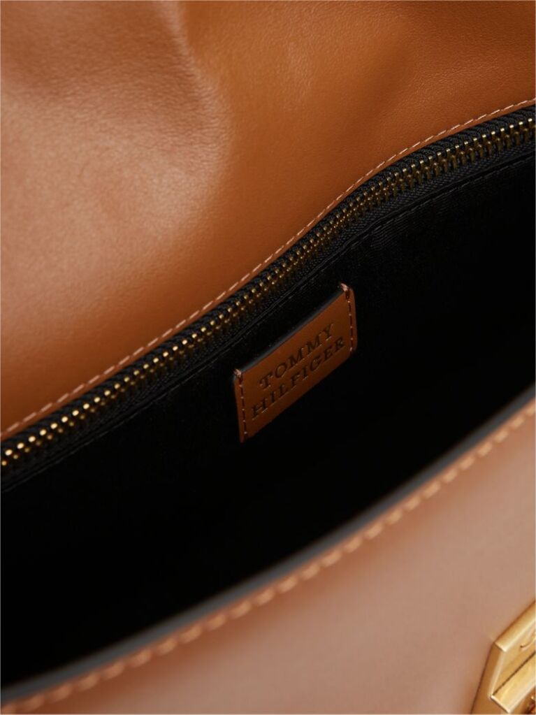 Brown Leather Chain Charm Shoulder Bag  Women
