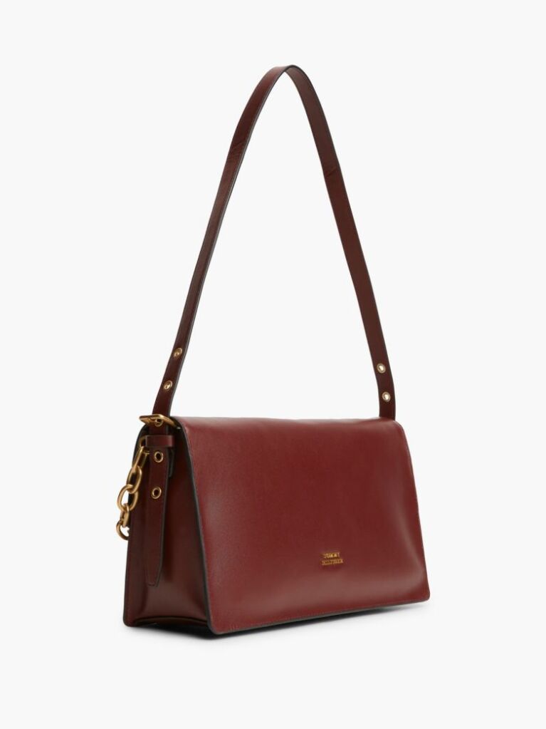 Red Leather Chain Charm Shoulder Bag  Women