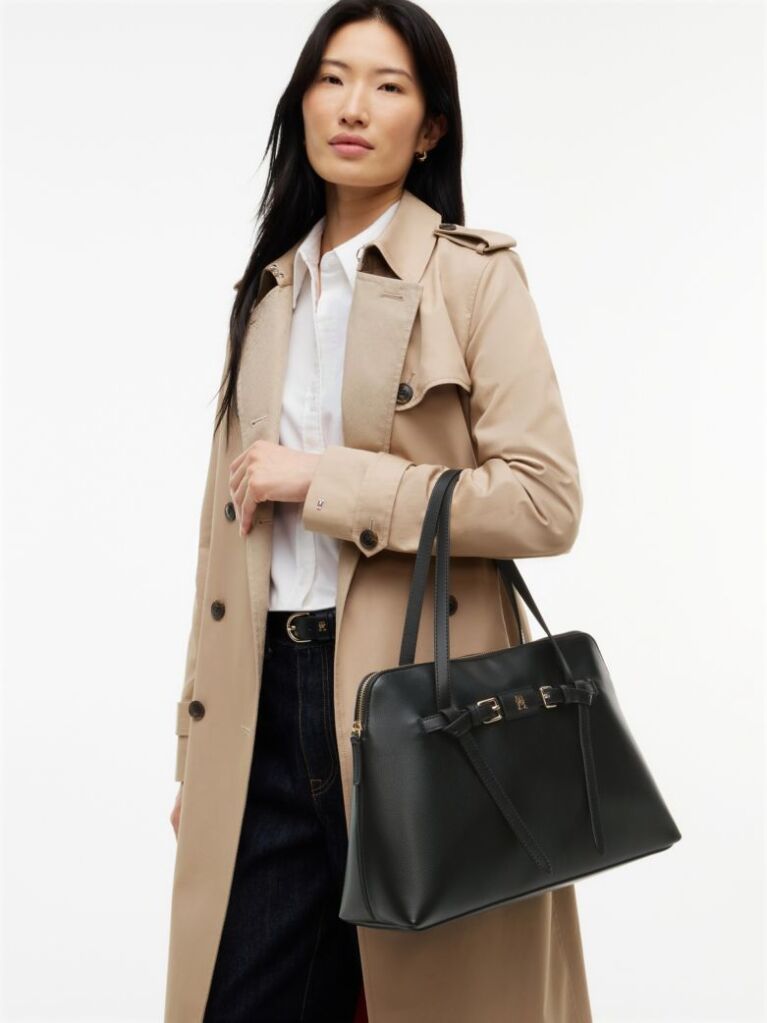 Black Buckle Strap Tote Bag  Women
