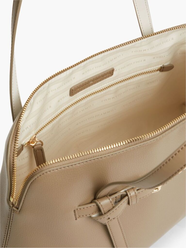 Beige Buckle Strap Tote Bag  Women