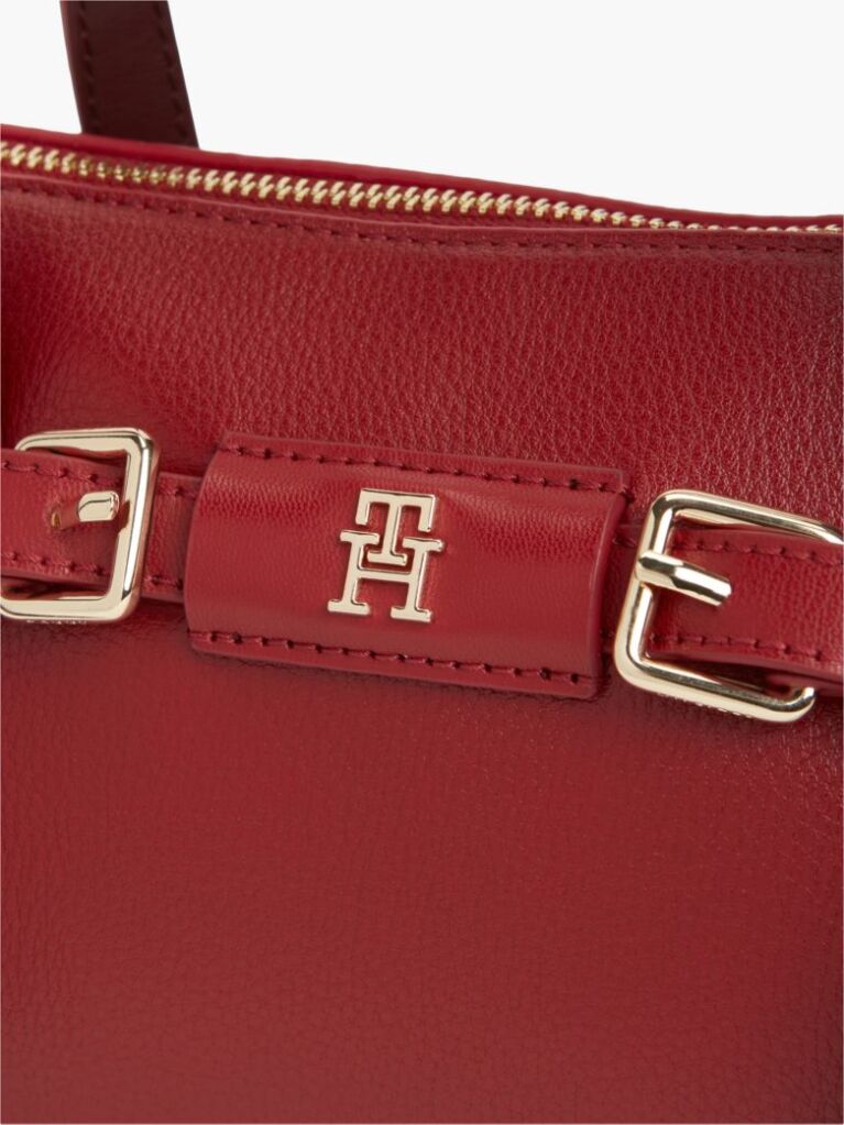 Red Buckle Strap Crossbody Tote Bag  Women