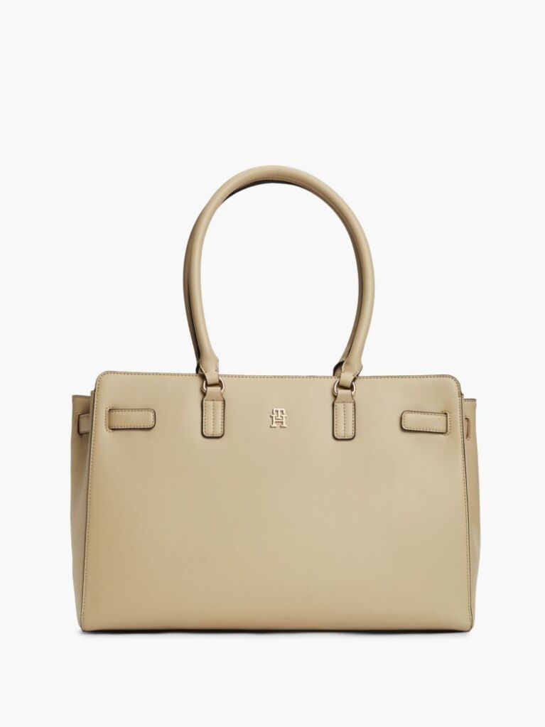 Beige TH Monogram Plaque Tote Bag  Women