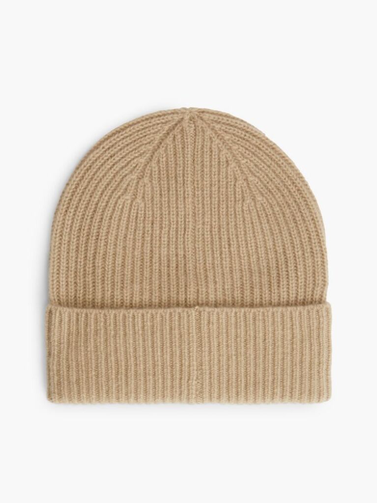 Beige Pure Cashmere TH Monogram Plaque Beanie  Women