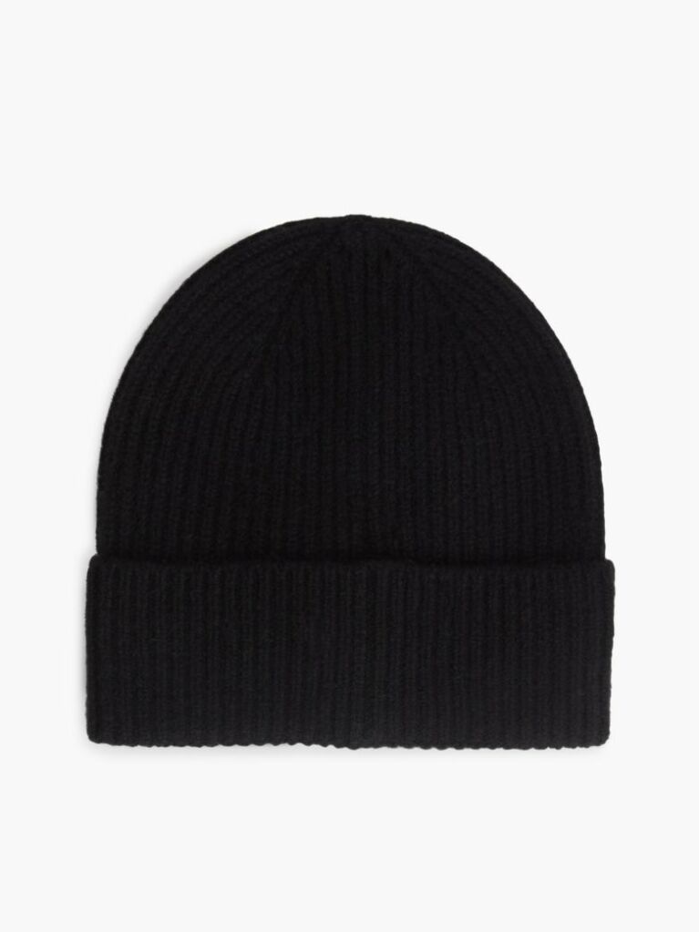 Black Pure Cashmere TH Monogram Plaque Beanie  Women