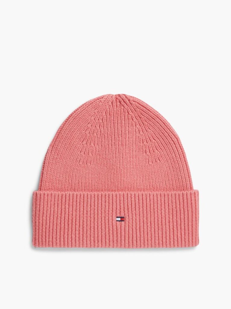 Pink Hilfiger Flag Embroidery Beanie With Wool  Women