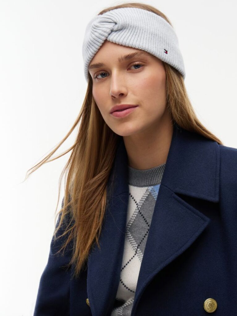 Grey Hilfiger Flag Knit Headband With Wool  Women