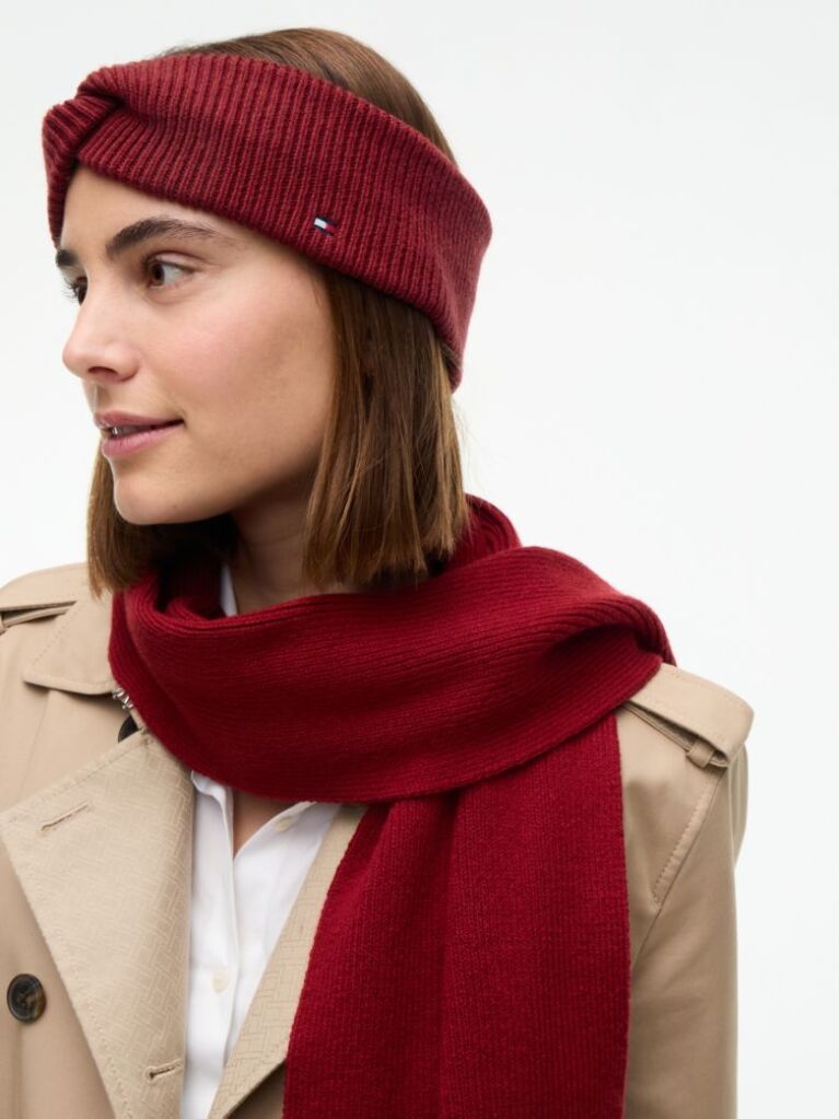 Red Hilfiger Flag Knit Headband With Wool  Women