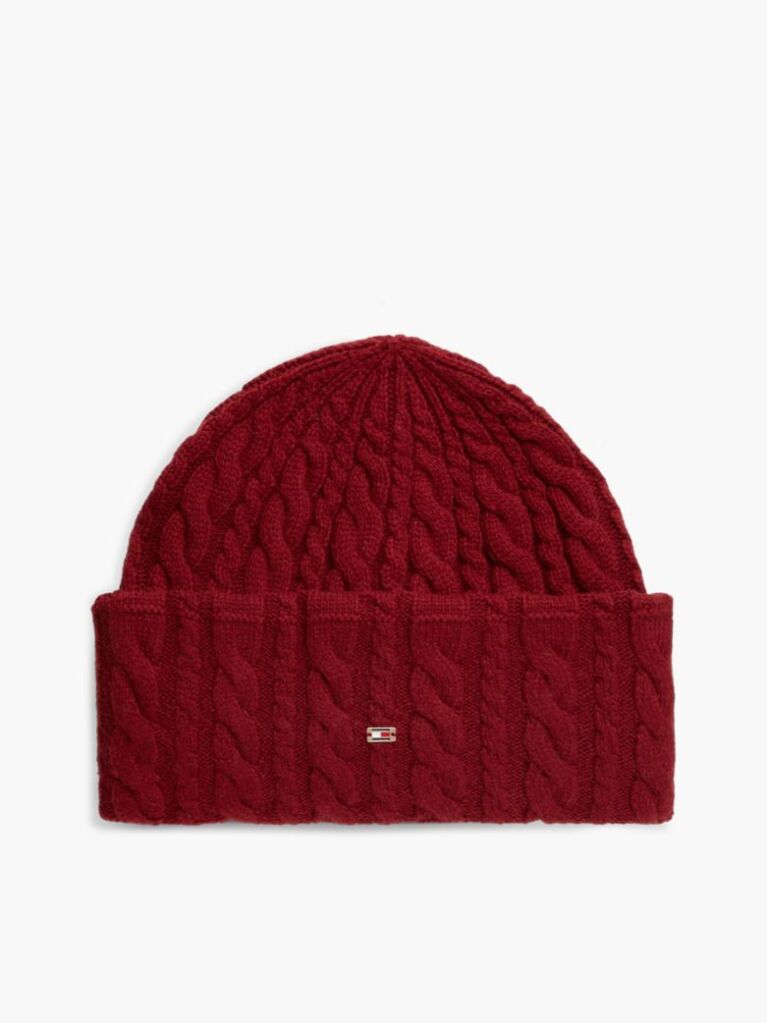 Red Flag Cable Knit Beanie With Alpaca  Women