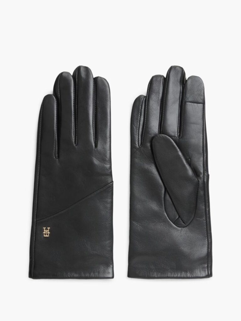 Black Chic TH Monogram Leather Gloves  Women