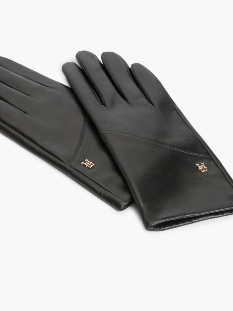 Black Chic TH Monogram Leather Gloves  Women