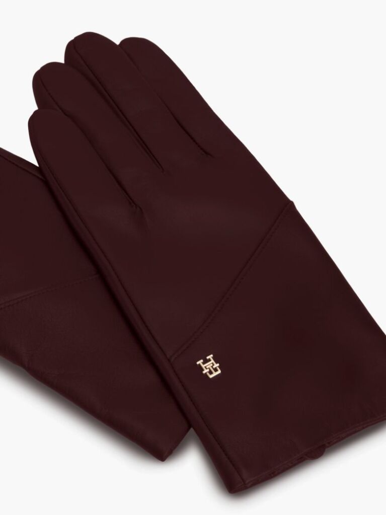 Red Chic TH Monogram Leather Gloves  Women
