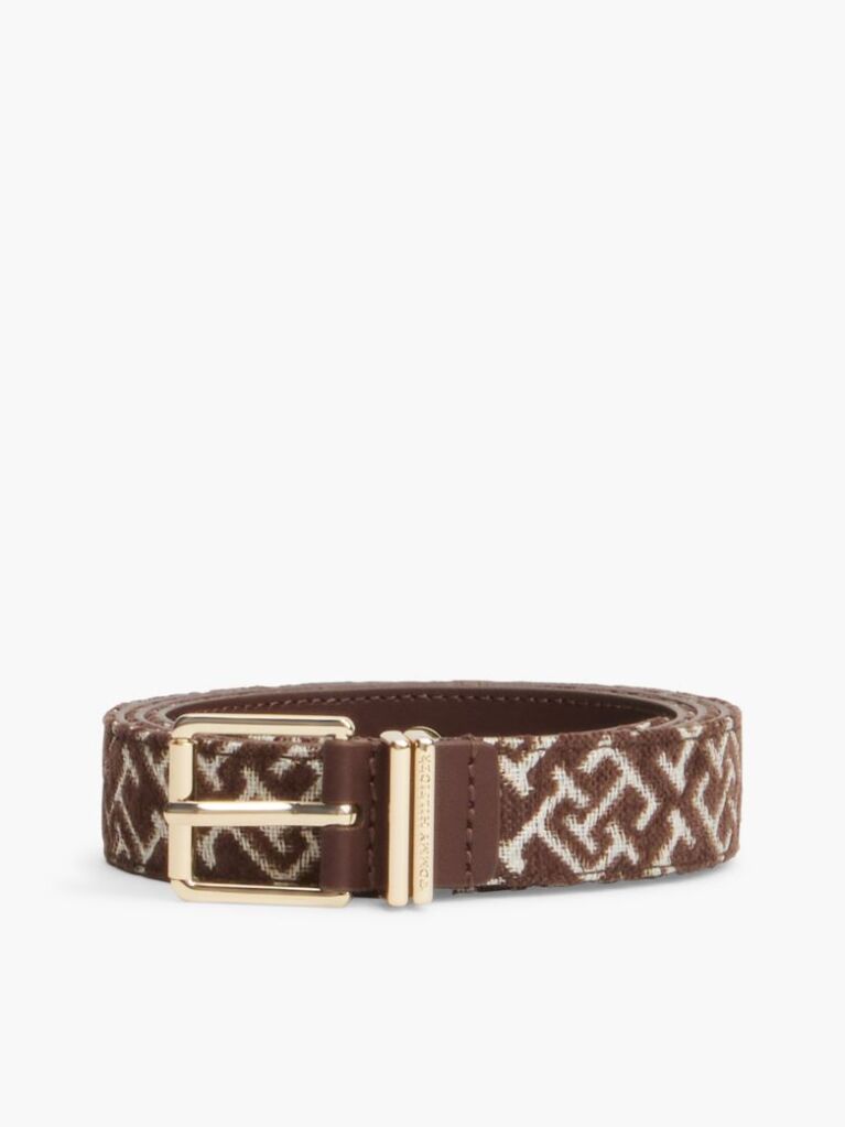 Beige TH Monogram Jacquard Square Buckle Belt  Women