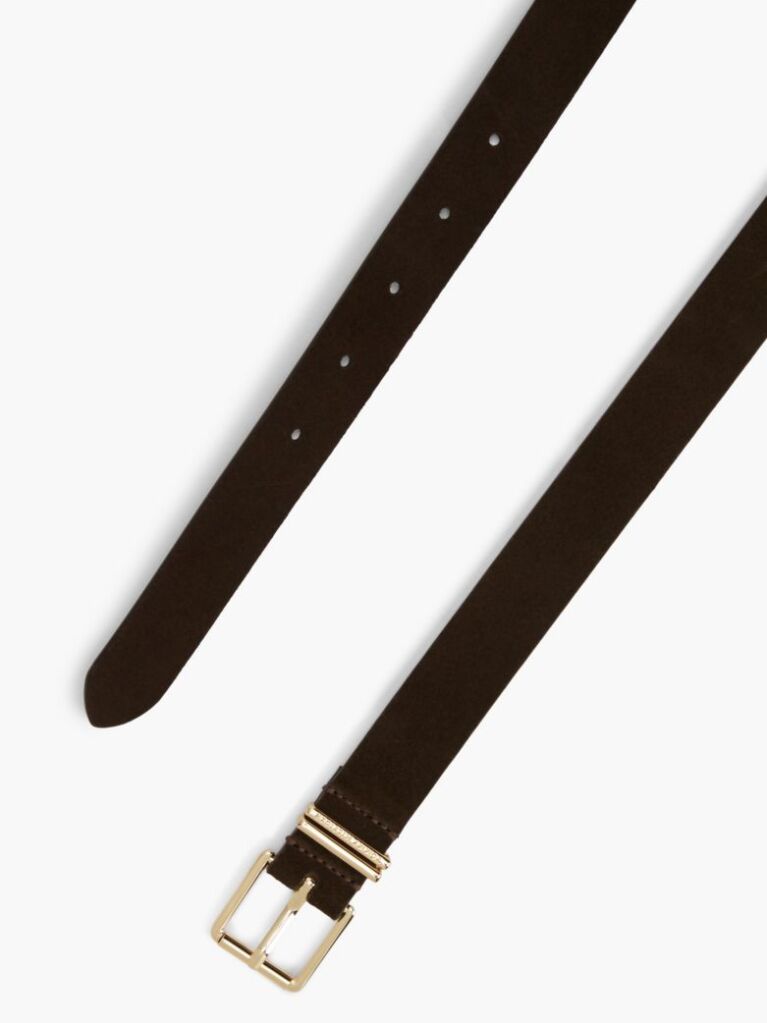 Brown Suede Square Roller Buckle Belt  Women