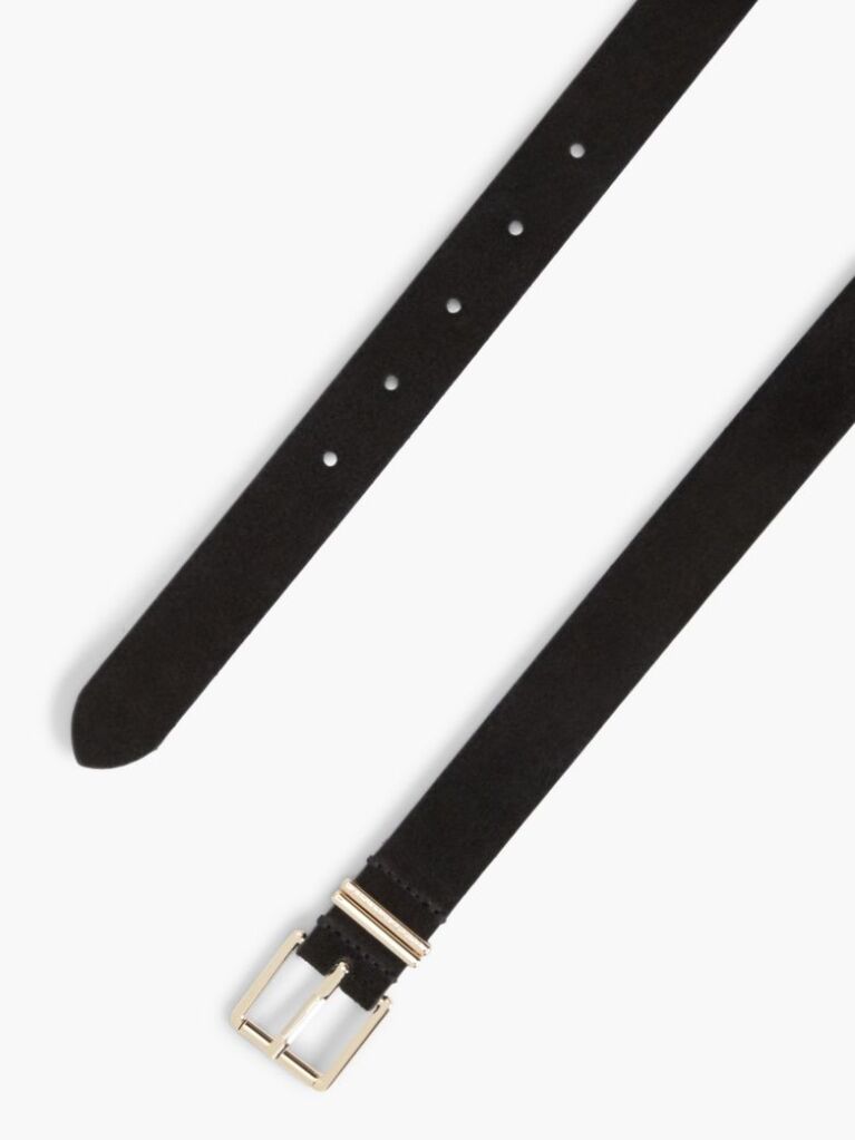 Black Suede Square Roller Buckle Belt  Women