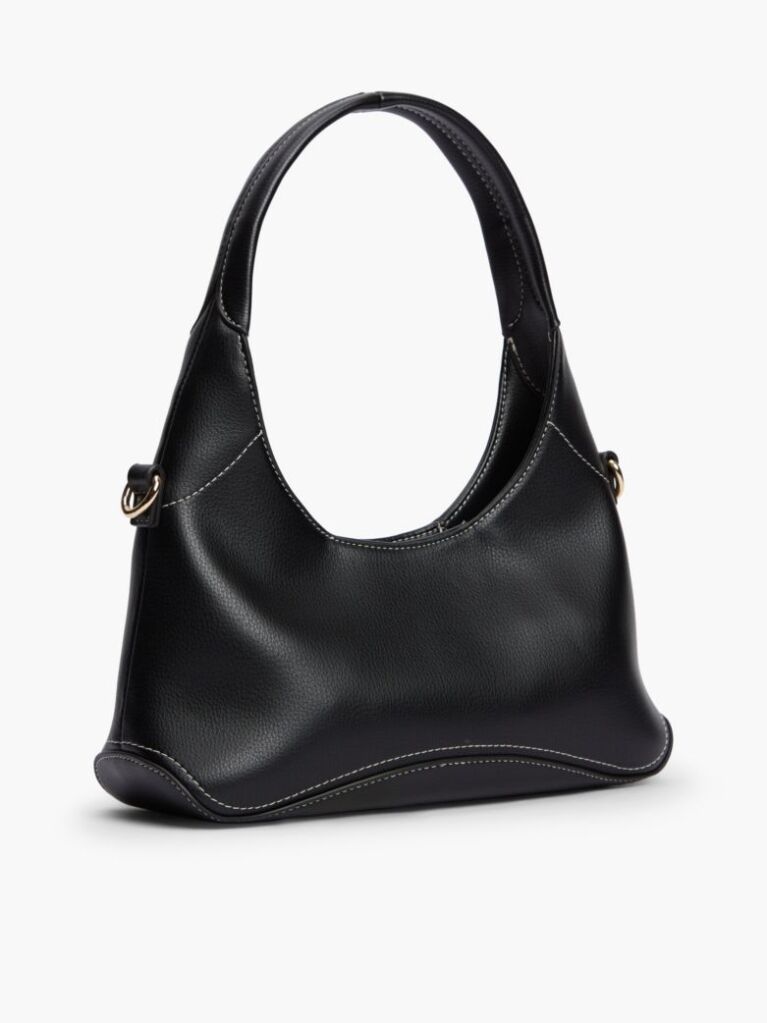 Black TH Monogram Plaque Crossbody Hobo Bag  Women