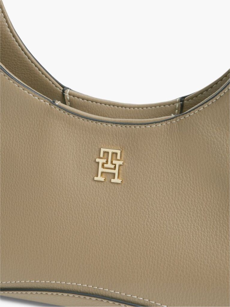 Beige TH Monogram Plaque Crossbody Hobo Bag  Women