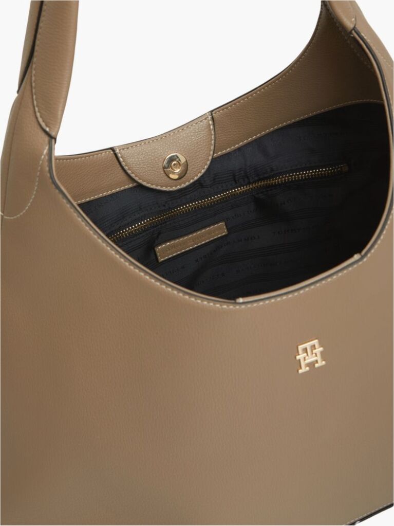 Beige Zip Pocket TH Monogram Hobo Bag  Women