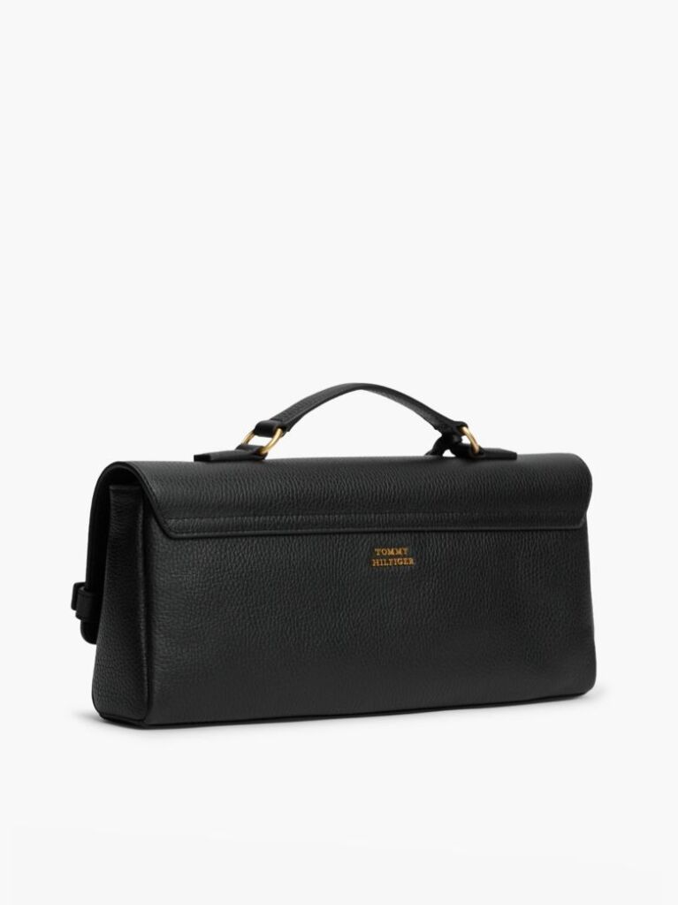 Black The American Icon Leather Padlock Clutch  Women