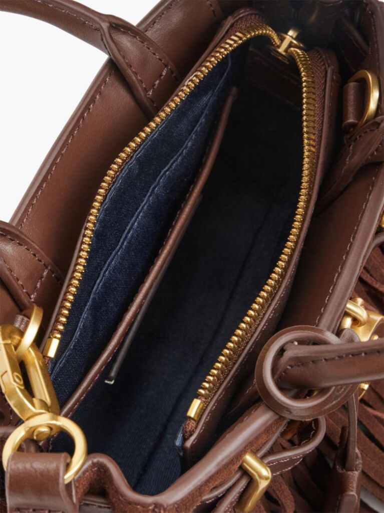Brown The American Icon Suede Fringe Tote Bag  Women