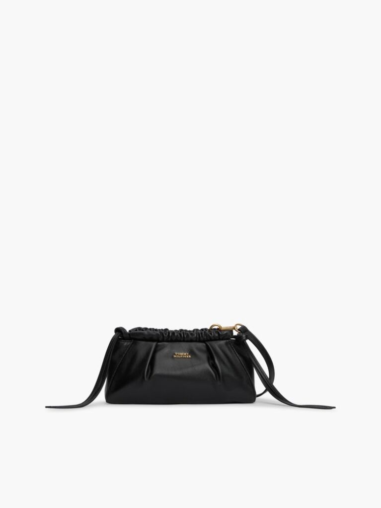 Black Soft Leather Logo Crossbody Bag  Women