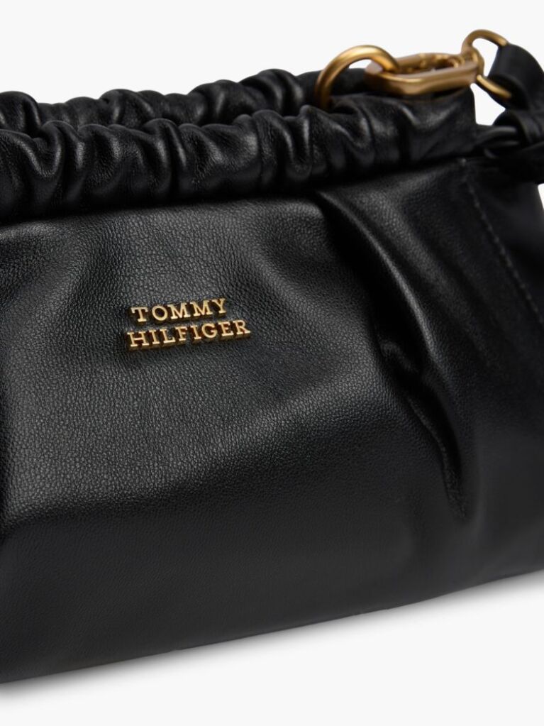 Black Soft Leather Logo Crossbody Bag  Women