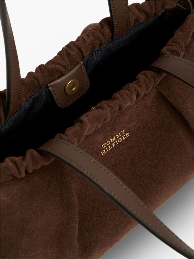 Brown Soft Suede Drawstring Shoulder Bag  Women