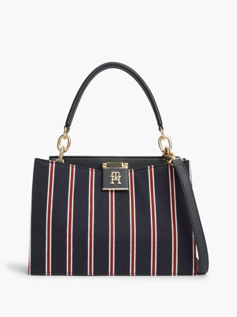 Blue Global Stripe TH Monogram Satchel  Women