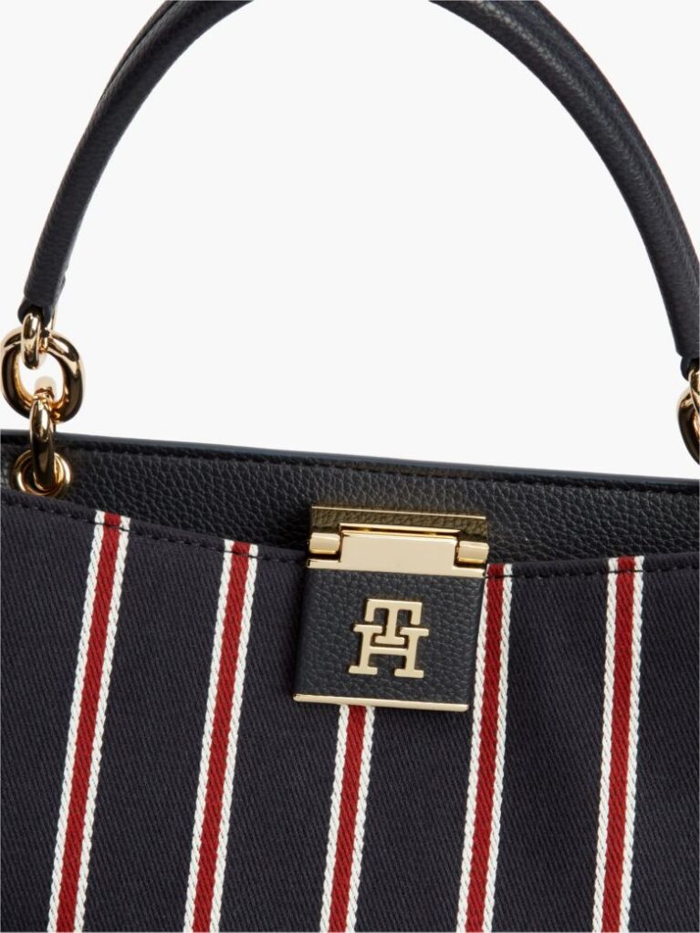Blue Global Stripe TH Monogram Satchel  Women