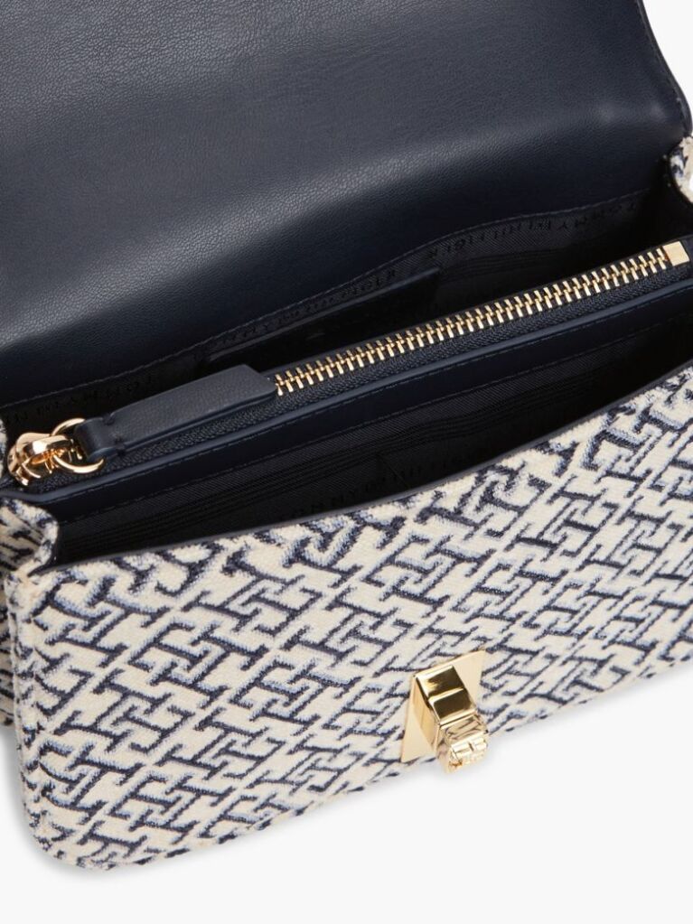 Blue Heritage Jacquard Chain Strap Crossbody Bag  Women