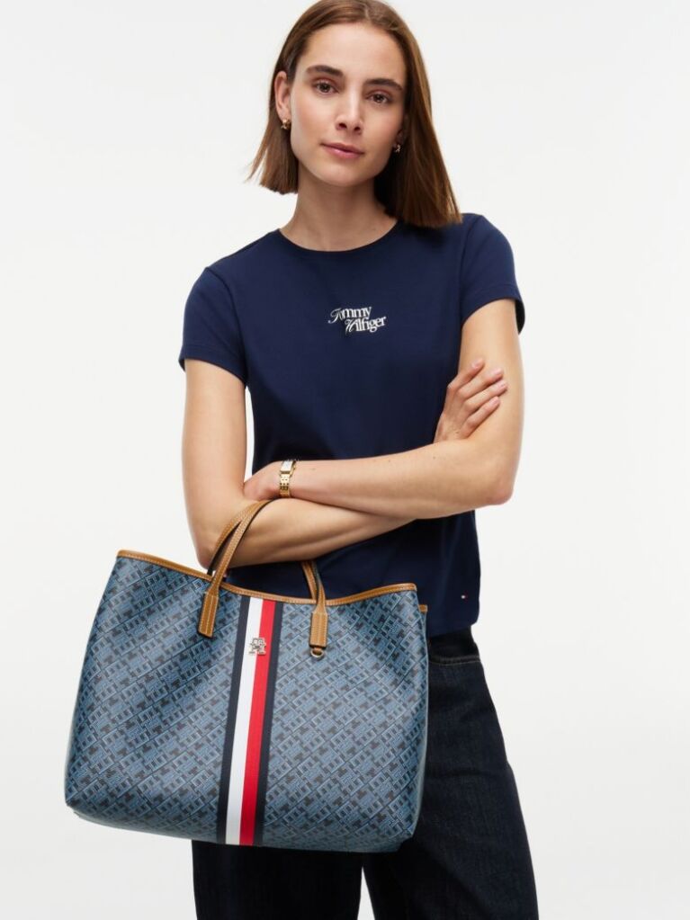 Blue TH Monoplay Global Stripe Crossbody Satchel  Women