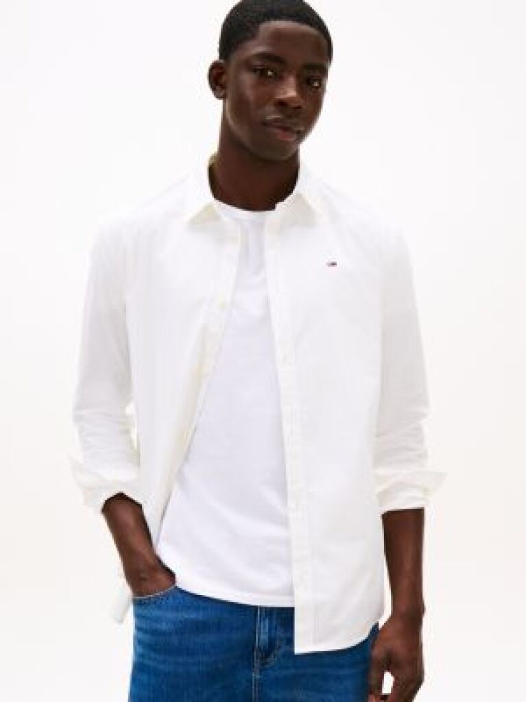 White Stretch Slim Fit Shirt  Men