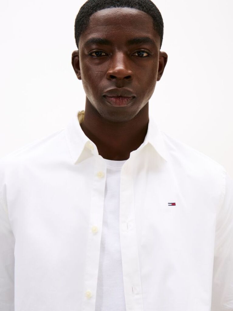 White Stretch Slim Fit Shirt  Men