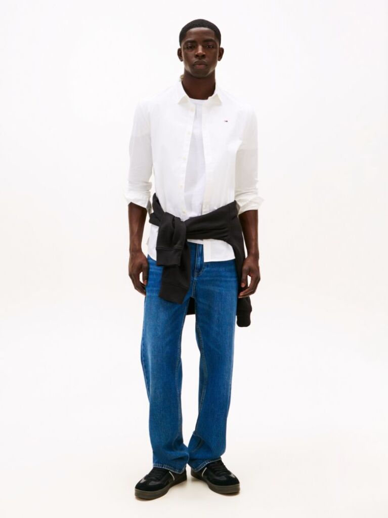 White Stretch Slim Fit Shirt  Men