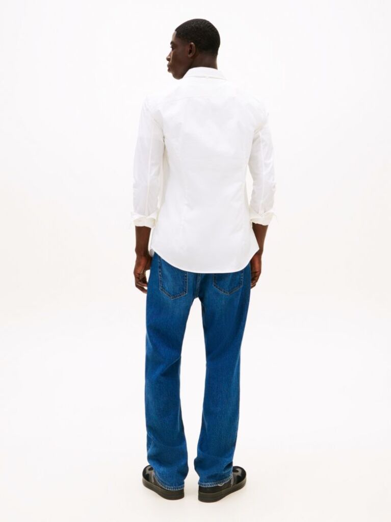 White Stretch Slim Fit Shirt  Men