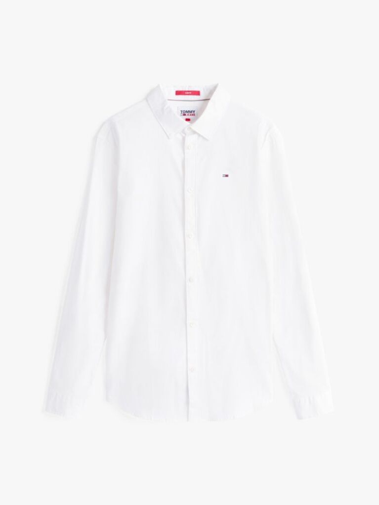 White Stretch Slim Fit Shirt  Men