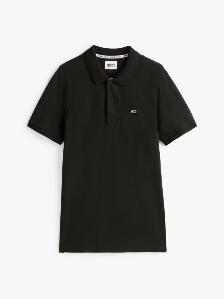 Black Pure Organic Cotton Slim Fit Polo  Men