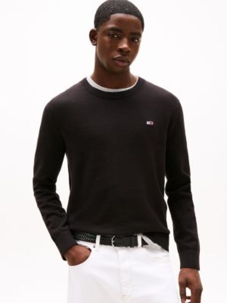 Black Crew Neck Jumper  Men