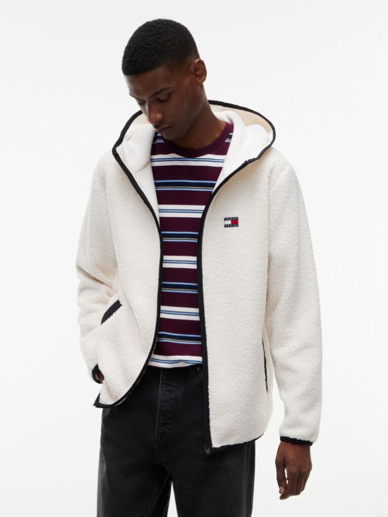 Beige Teddy Zip-Thru Hoody  Men