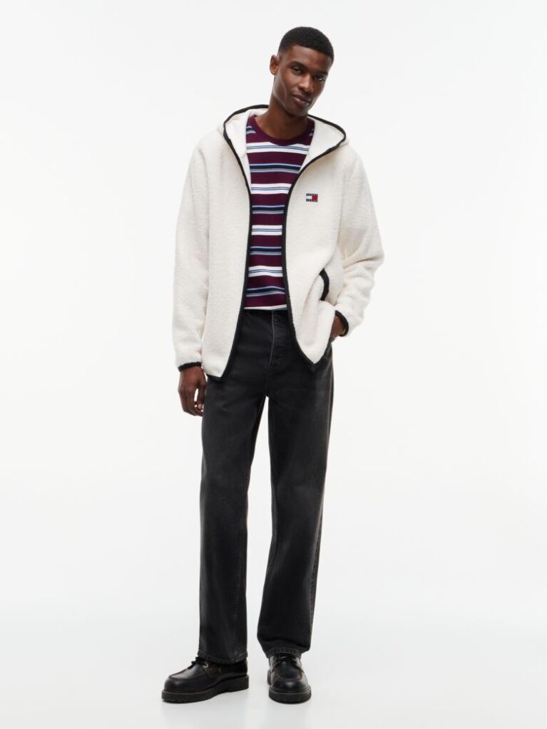 Beige Teddy Zip-Thru Hoody  Men