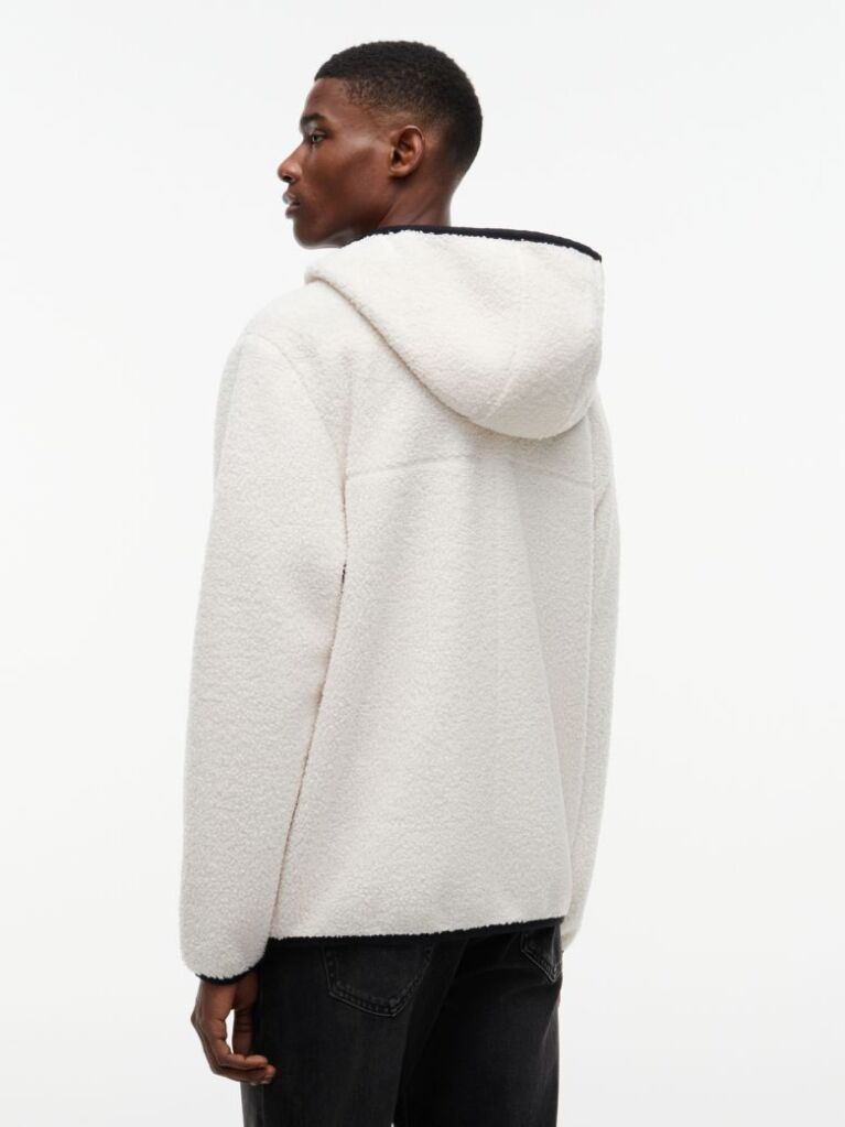 Beige Teddy Zip-Thru Hoody  Men