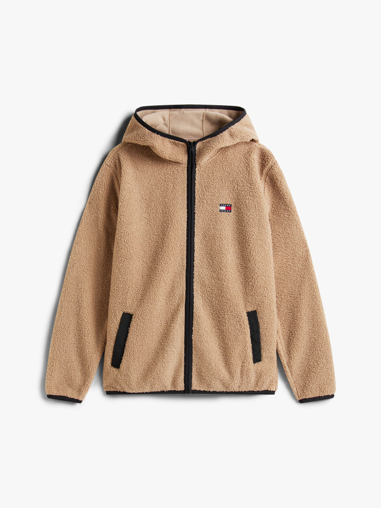 Μπεζ Teddy Hoody Με Φερμουάρ  Άνδρες