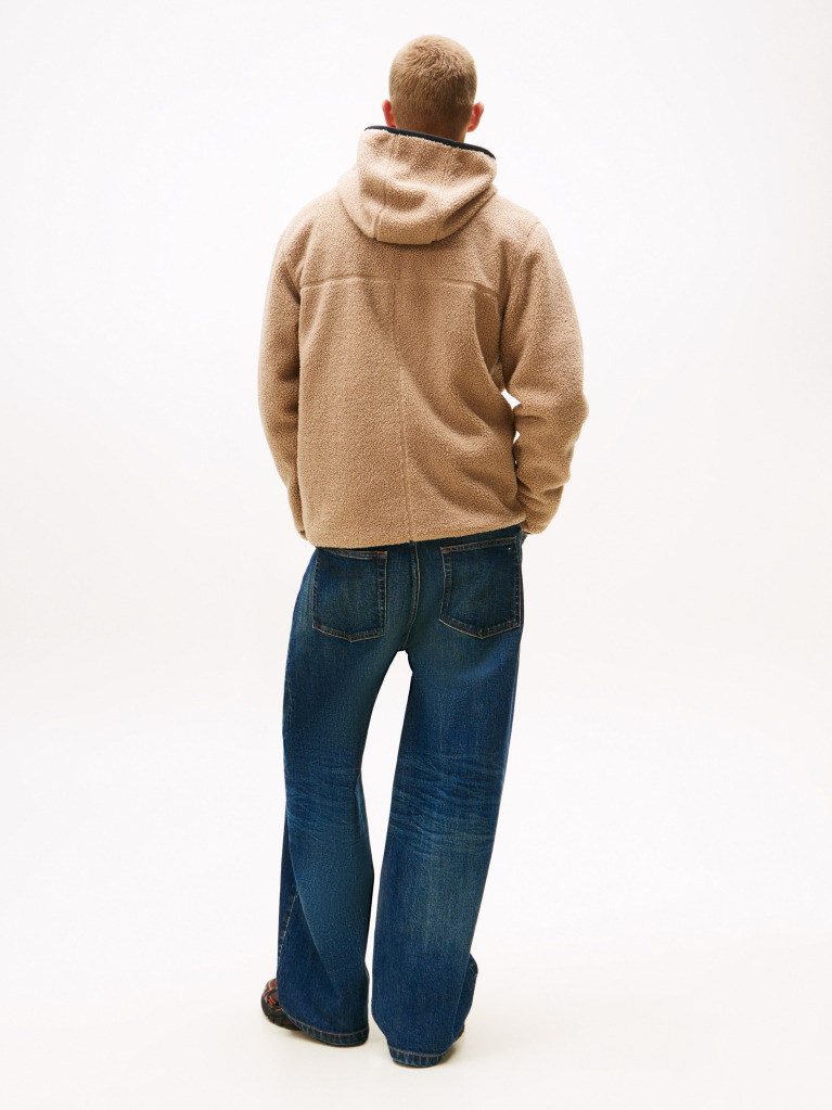 Μπεζ Teddy Hoody Με Φερμουάρ  Άνδρες
