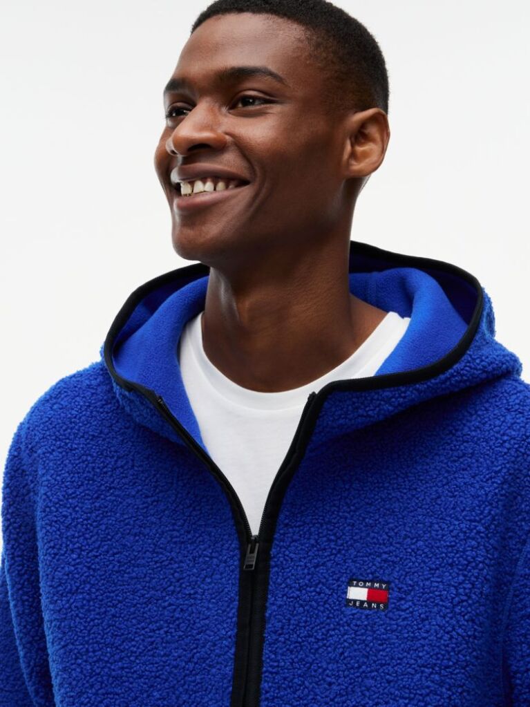 Μπλε Teddy Hoody Με Φερμουάρ  Άνδρες