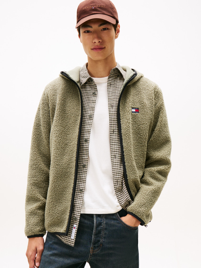 Πράσινο Teddy Hoody Με Φερμουάρ  Άνδρες