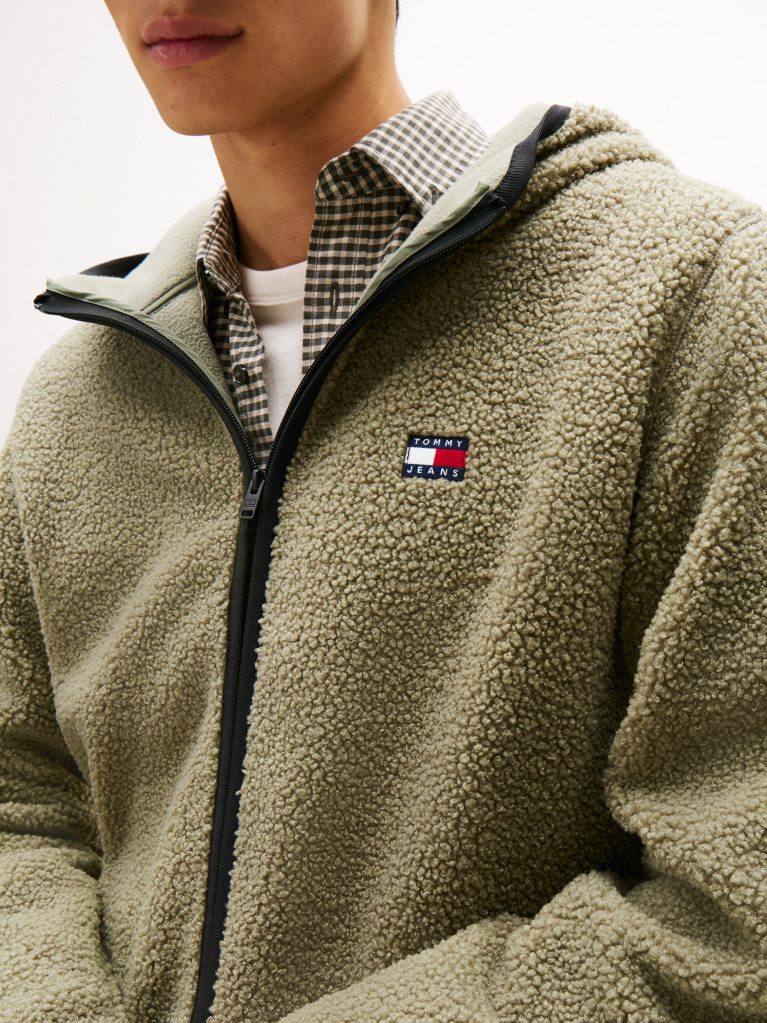 Πράσινο Teddy Hoody Με Φερμουάρ  Άνδρες