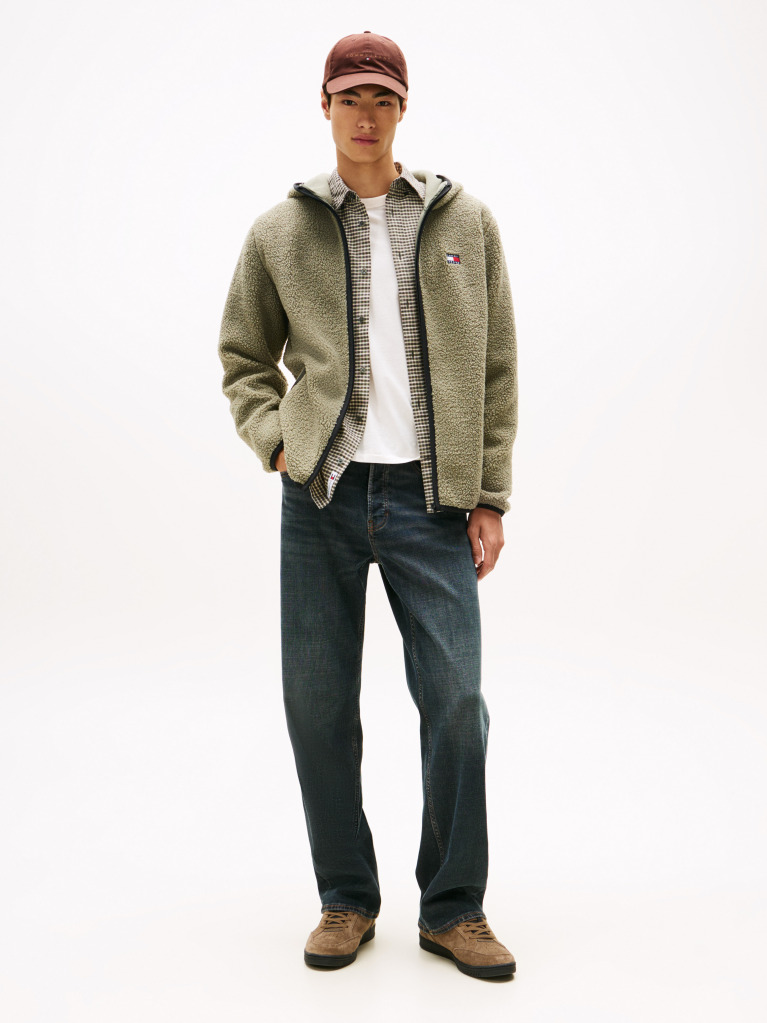 Πράσινο Teddy Hoody Με Φερμουάρ  Άνδρες