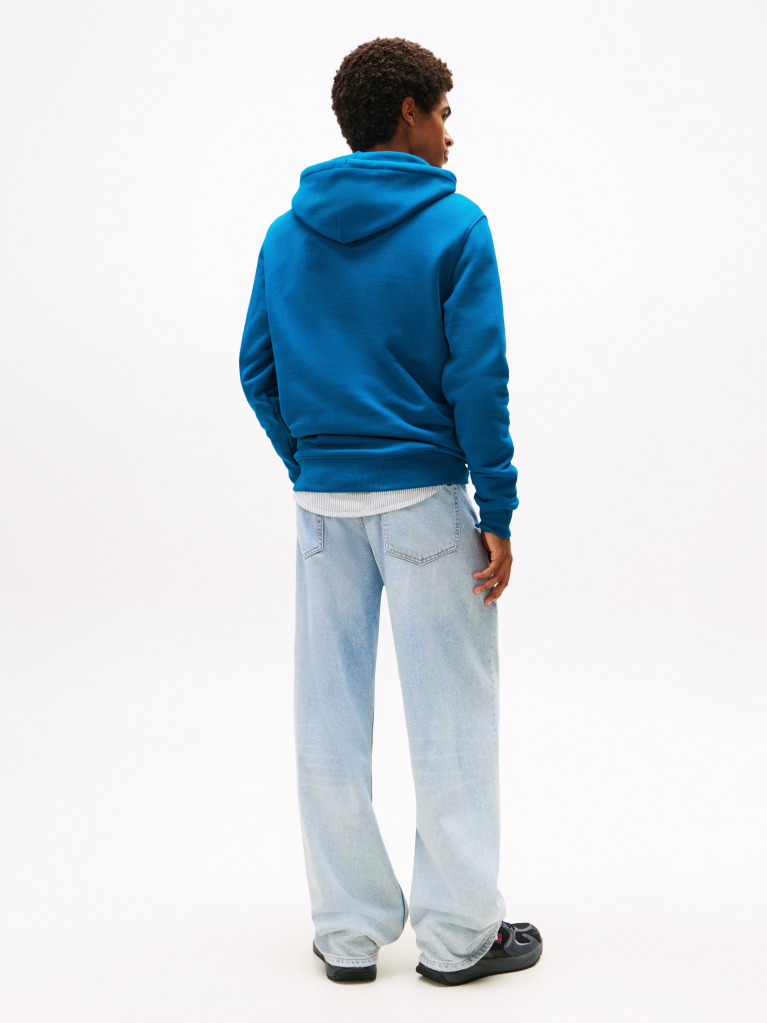Blue Tommy Badge Drawstring Hoody  Men