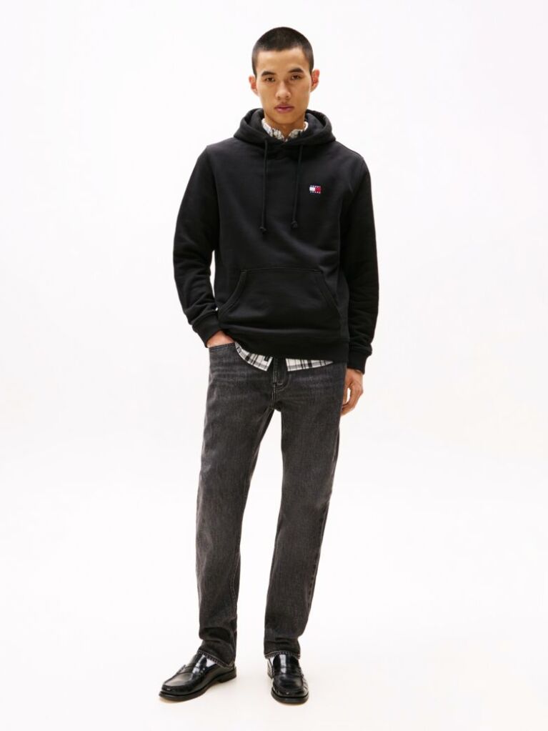 Μαύρο Hoody Με Σήμα Tommy Και Κορδόνι  Άνδρες